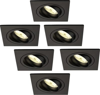 Ledvion - 6X LED Inbouwspot Sevilla - Dimbaar - 3W - 2700K - Ø92 mm - Zwart