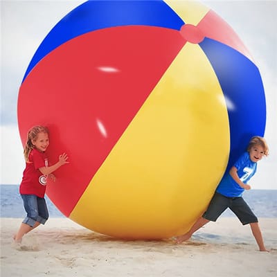 Grote Opblaasbare Strandbal - 120 cm - Kleurrijke Strandbal - Rood Blauw Geel - PVC - Voor Strand, Zwembad, Camping & Zomerfees