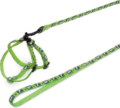 Nobby konijnentuig Met lijn Met worteltjes print - verstelbaar Groen 30-35 x 1 + 50-100 cm - 1 st