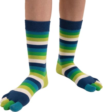 TOETOE Everyday Mid-Calf gestreepte teensokken - Aqua - 35-46 - Teensokken