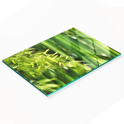 Keuken serveerplank van gehard glas met bamboe-afbeeldingen, 80x52 cm