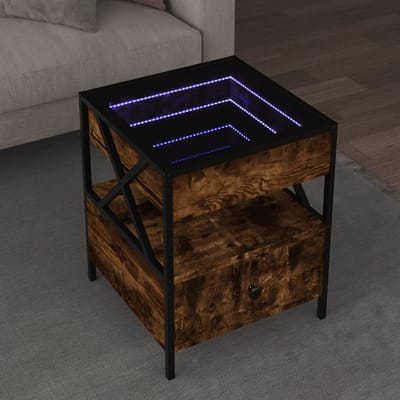 vidaXL - Salontafel - met - Infinity - LED - 40x40x51 - cm - gerookt - eikenkleurig
