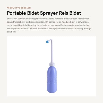 Dailygoods- Bidet Draagbaar - Sproeier 620ml - Handfles voor Water - Persoonlijke Verzorging - Kunststof - Voor Thuis/Reizen - Reisbidet