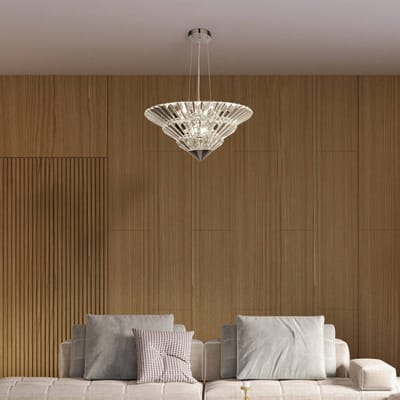 Searchlight Hanglamp Savannah, 8-lamps, kristalglas