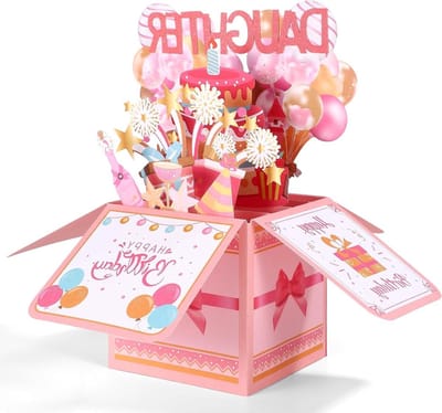 Persoonlijke 3D Verjaardagskaart voor Dochter met Envelop, Creatief Cadeau en Decoratie voor Feestjes en Herinneringen