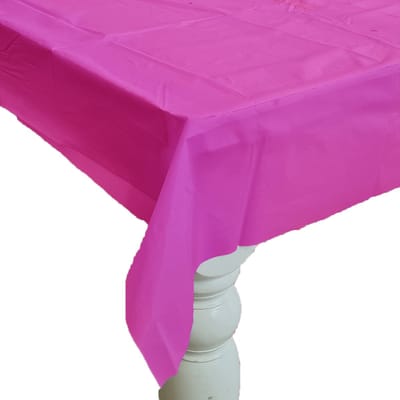 Givi Italia Feest tafelkleed van pvc - 2x - fuchsia roze - 240 x 140 cm - tafel versiering - kunststof tafelkleden