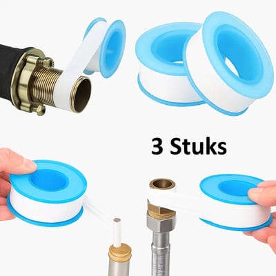 3 Stuks Loodgieterstape I PTFE Afdichtingstape I I Herbruikbaar I Waterdicht Aftapen I 3 Meter I Voor Waterdichte Pijpverbindingen