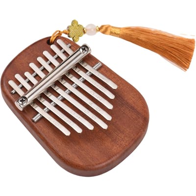 Kalimba Mini Piano à pouce 8 touches Instrument de musique Portable Kalimba Piano à pouce avec marteau de réglage 10.5x7.5x2.6cm marron