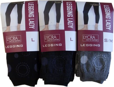 Dames legging 80% katoen - fantasie boules - 5 stuks - maat large - assortiment kleuren