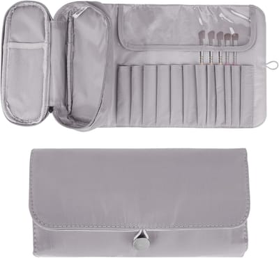 Draagbare Opvouwbare Make-up Kwastentas - Multifunctionele Opbergkoffer - voor Cosmetica Make-up Kwastenhouder voor Op Reis - Make-up Kwasten Organizer Tas - 1 stuk(grijs)