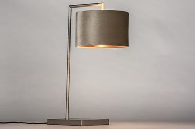 Lumidora Tafellamp 31075 - BRED - E27 - Staalgrijs - Taupe - Metaal