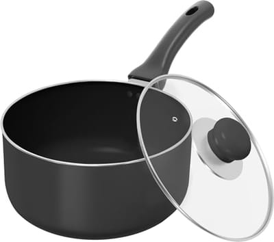 Antiaanbakpan met deksel - Koekenpan - Thuis koken - Professionele kwaliteit - 2 Kwarts - Grijs-zwart