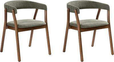 MYLO - Eetkamerstoel set van 2 - Donkerbruin/Groen - Hout