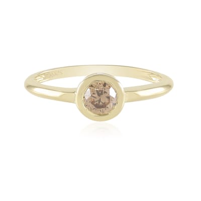 Cavill - Gouden ring 9K geelgoud - 0,45 ct I2 Champagne Diamant - Ronde briljant - Luxe bezelzetting - Elegante dames ring maat 18 19