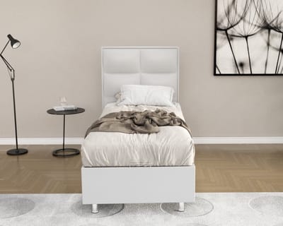 1persoons Boxspring met opbergruimte – Compleet 1persoons Boxspring 90x200 inclusief Pocketvering matras wit