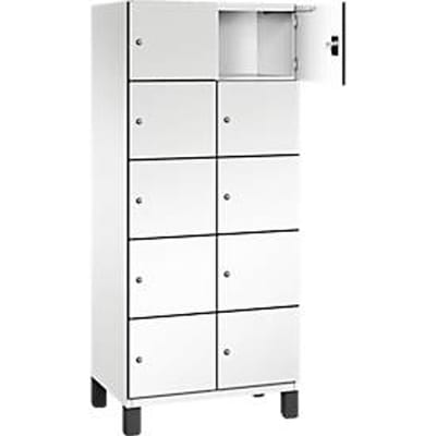 C+P Cambio lockerkast, 2 vakken, 10 vakken, op poten, B 800 x D 525 x H 1980 mm, verkeerswit/wit