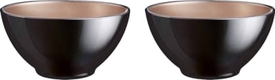 Luminarc Kommetjes/soepkommen/schaaltjes voor dessert/ontbijt - 2x - Glas - D13 x 6 cm - zwart