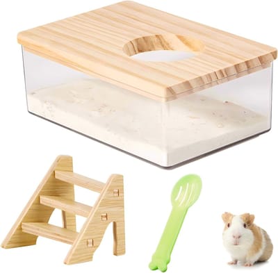 Zandbad voor Hamsters - Transparante Acryl Container met Trap en Schep - Ideaal voor Hamsters, Muizen en Dwerghamsters