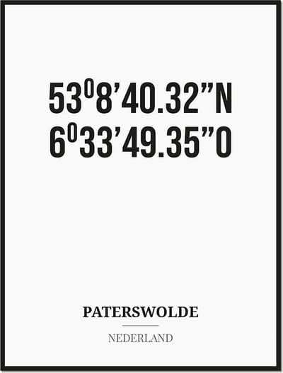 Poster/kaart PATERSWOLDE met coördinaten