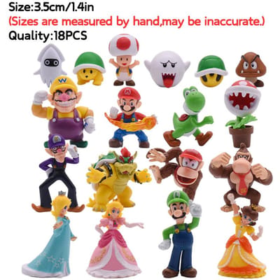 3-48 Stuks/Set Mario Bros Prinses Peach Bowser Goomba Figuren Speelgoed Schattige Anime Donkey Kong Yodhi Boo Toad Model Poppen Verjaardagscadeaus
