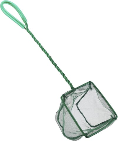 10 cm Aquarium Vissen Landing Net met Gevlochten Metalen Handvat, Kleine Vierkante Net voor Aquariums, Koi Vijvers en Zwembaden met Zachte Fijne Mesh