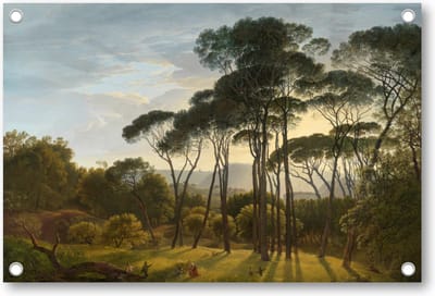 Italiaans landschap met parasoldennen te Rome - Tuinposter 90x60 - Wanddecoratie - Hendrik Voogd - Meesterwerken