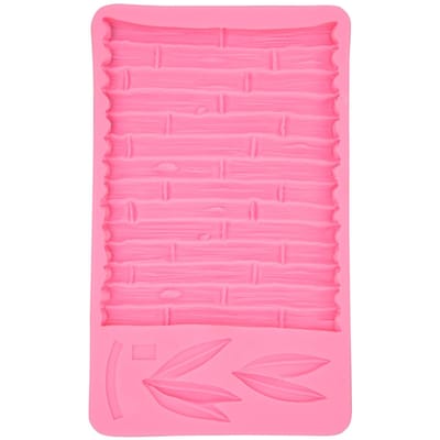 Moule en Silicone Feuille de Bambou Style Chinois Moule de Cuisson Motif Bambou pour Gâteau DIY Fondant Chocolat pink