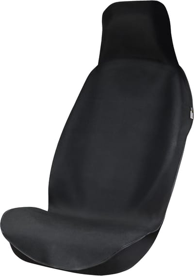 Famanu - Autostoelbeschermer voor voorstoelen, waterdicht, bestuurdersstoelhoes, voor werkplaats, werk, sport en meer, autostoelbekleding, universeel, in zwart