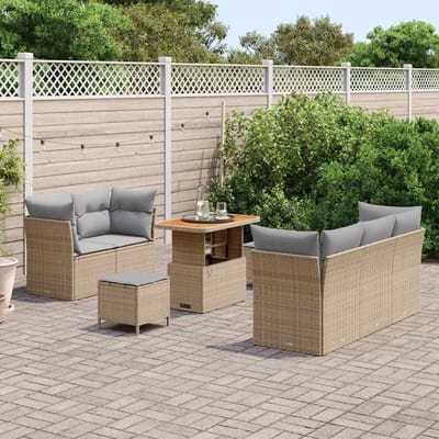 vidaXL - Tuinbank - Set - 8 - st - 5-Aantal - zitplaatsen - Beige - en - Lichtgrijs