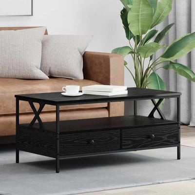 vidaXL - Salontafel - Zwart - eiken - 100 - x - 51 - x - 45 - cm - Bewerkt - hout