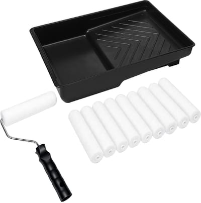 Verfrollers, 12 stuks, inclusief 10 verfrollers (15 cm) + 1 dienblad + 1 handvat, verfroller voor muren, meubels en gladde oppervlakken