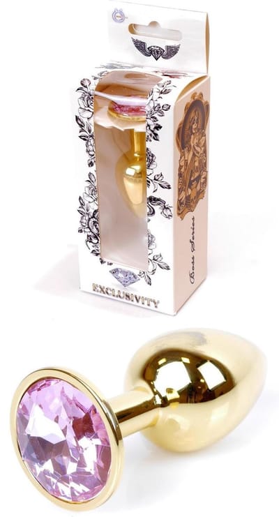 Boss Series - Gold Plug - Anale Plug - Buttplug - Gouden Plug - Diamant - S/M - Licht Roze
