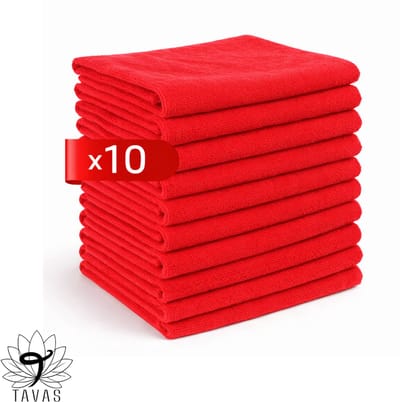 Tavas Harmonie Gastendoekjes 30x50 cm Rood Set van 10 100% Katoen Gastenhanddoek Rechthoek Handdoek Keuken Hotelkwaliteit Gastendoek