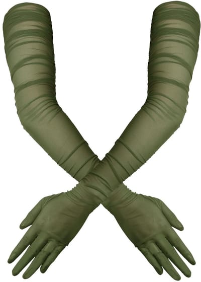 Dailygoody - Dames Lange Stretch Plooien Handschoenen - Sexy Tule Operahandschoenen - 50-100 cm - Perfect voor Kostuumfeest - Transparant - Geschikt v