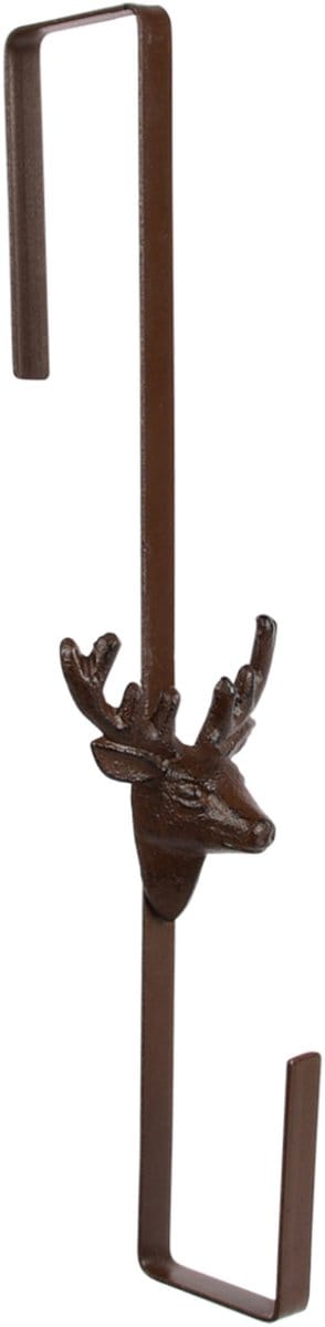 Esschert design Deurkranshanger - Hert - gietijzer - L35 cm - kerstkrans haak - deurhanger - kerstkransen ophangen