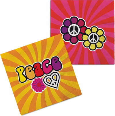 Boland - Set 20 papieren servetten Hippie - Geen thema - Verjaardag - Flower Power - Tableware