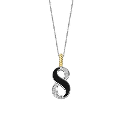 TI SENTO Dames Hanger - 925 zilver - Cijfer 8 - Zwart - 6841BL_8