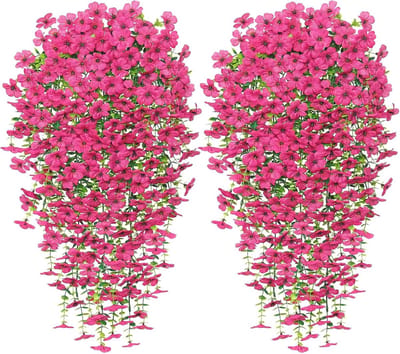 SnelShoppen - Kunstmatige Hangende Bloemen 4 Stuks - UV-bestendige Nephangende Planten - Kunstplanten voor Tuin, Terras, Bruiloft, Buitendecoratie - R