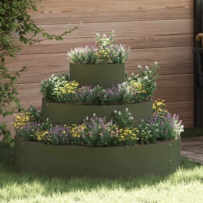 vidaXL - Plantenbak - Olijf - Groen - 90 - x - 90 - x - 20 - cm - Koudgewalst - staal
