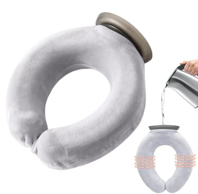 Û-sĥaped Warmwaterkruik 900 ml | PVC Nekwarmer met Hoes | Herbruikbaar Warm en Koud Kompres voor Schouder, Nek, Reizen Road Trip Buiten Volwassenen Ouderen Kinderen Weer en Rug