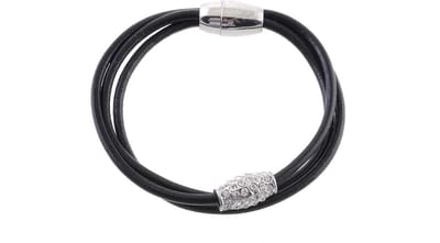 Behave - Armband - zwart imitatieleer met steentjes - modern avondaccent
