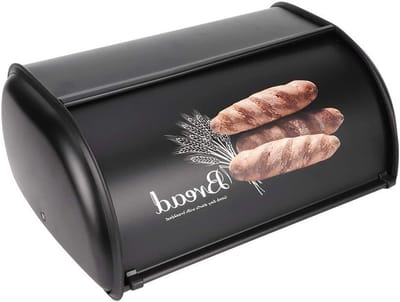 Grote RVS Broodtrommel met Roldeksel - Zwart - Ruime Opslag voor Brood en Gebak