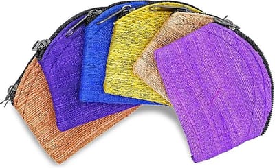 Tasjes ruwe zijde assorti kleuren met rits - 7x5 - Zijde - Meerkleurig (6 stuks) - M