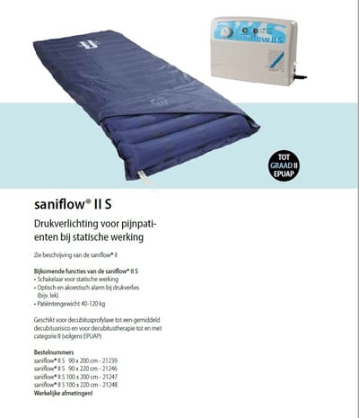 saniflow® II S Drukverlichting voor pijnpatiënten bij statische werking