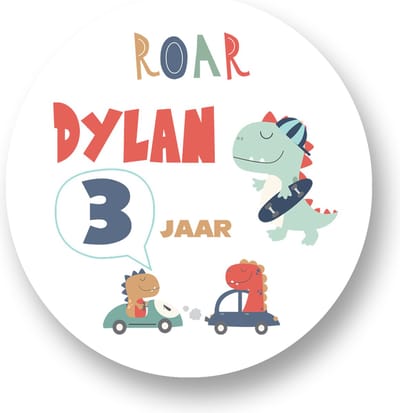 25x Traktatie Stickers Met Naam en Leeftijd - Cool Dino's - Gepersonaliseerd - Sluitstickers - Kinderfeest Traktatie - Uitdelen - Uitdeeltraktatie - Traktatiestickers Pimp Studio