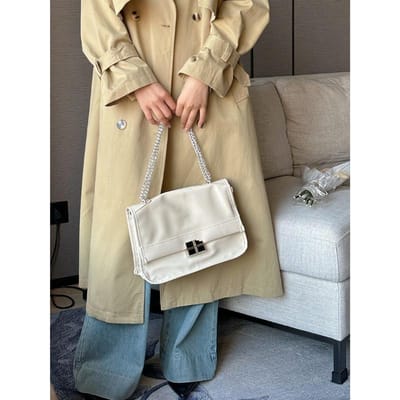 Niche Design Getextureerde Onderarmtas voor Dames Nieuwe Kettingtas Veelzijdig Grote Capaciteit Schoudertas Crossbodytas beige