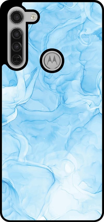 Smartphonica Telefoonhoesje Geschikt voor Motorola Moto G8 met marmer opdruk - TPU backcover case marble design - Lichtblauw geschikt voor Motorola Moto G8
