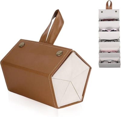 Pouch voor Zonnebrillen 17 × 12.5 × 12 cm - Draagbare Opbergoplossing voor Zonnebrillen, Brillen en Tinted Lenses met 5 Compartimenten