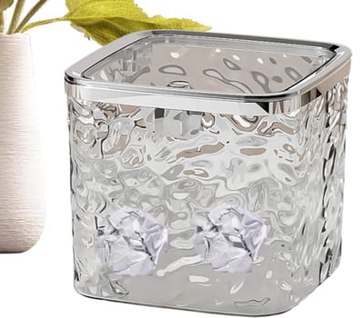 Afvalemmer met deksel - Bureau prullenbak - Netjes opruimen - One-touch opening - 16x9x9 cm - Wit