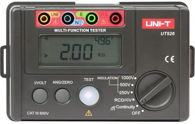 Multifunctionele Elektro Installatietester: Isolatie, RCD en Aardweerstandsmeter